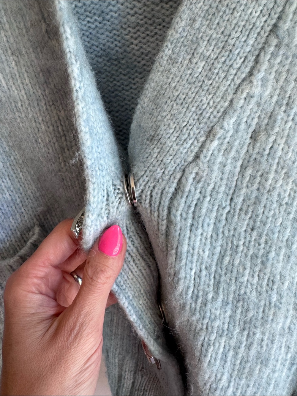 ZARA Jewel Bow Cardigan Sweater Baby Blue Coquette Blogger Favorite Preppy M - Picture 5 of 9